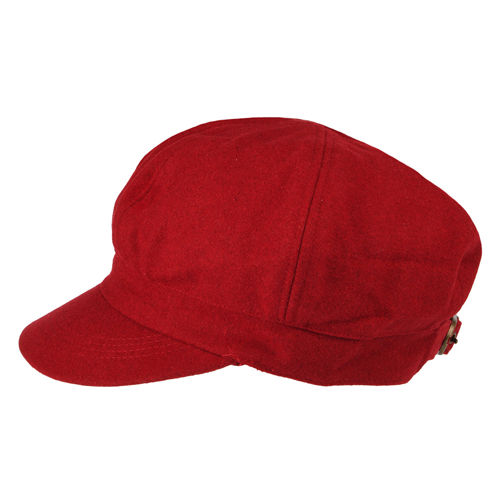 sur la tête Wool Blend Baker Boy Cap - Red