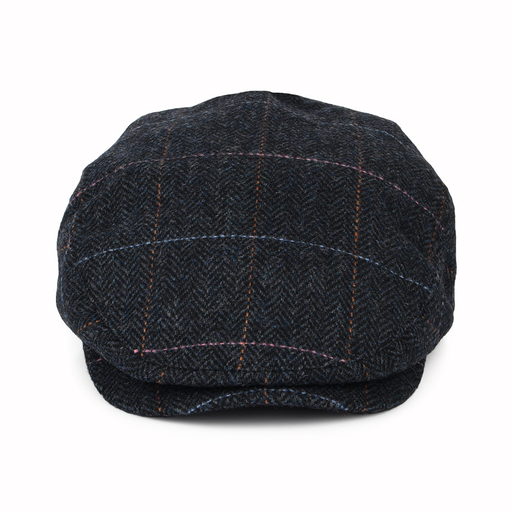 Brixton Hats Hooligan Windowpane Herringbone Flat Cap - Washed Navy-Blue