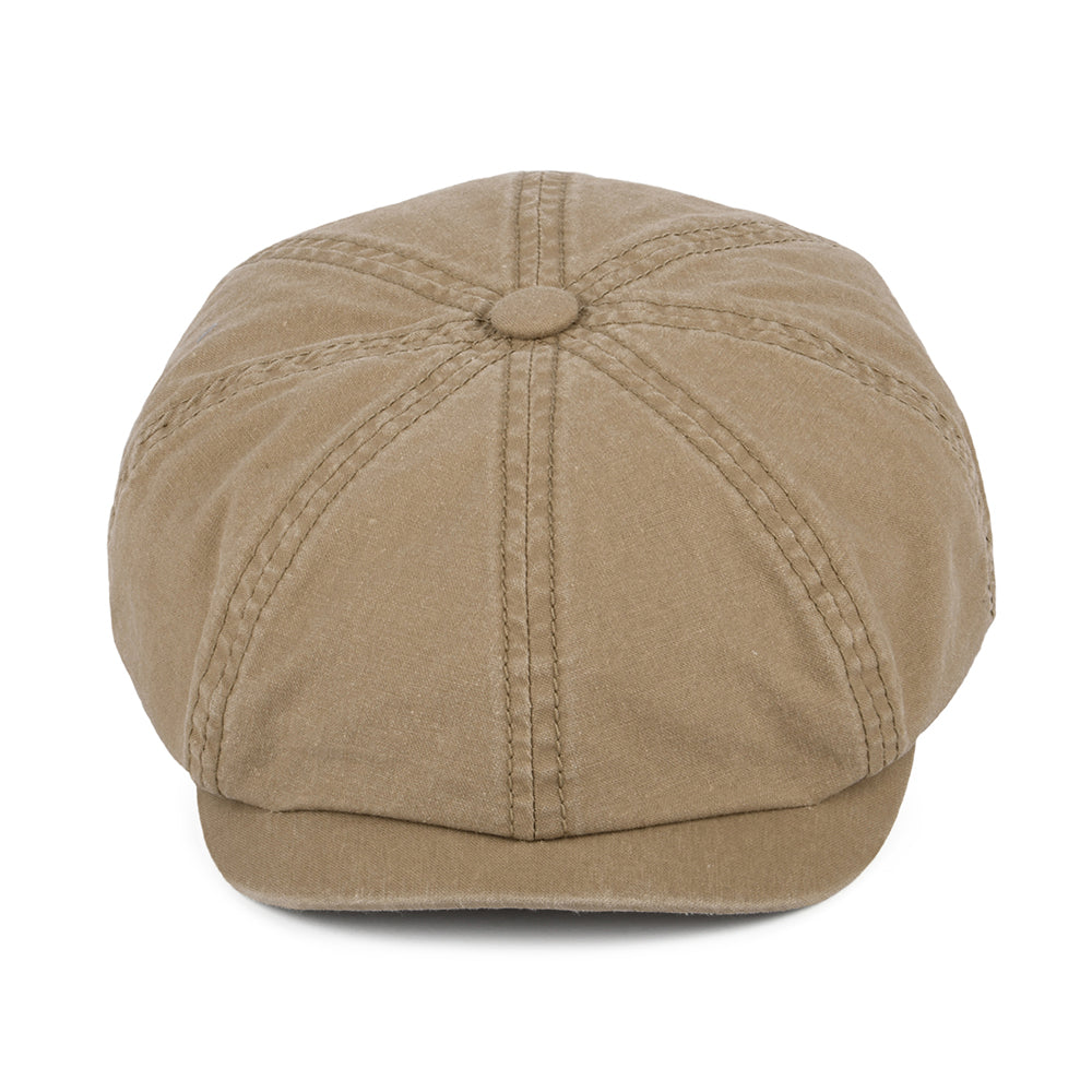 Stetson Hats Hatteras Washed Organic Cotton Newsboy Cap - Whisky