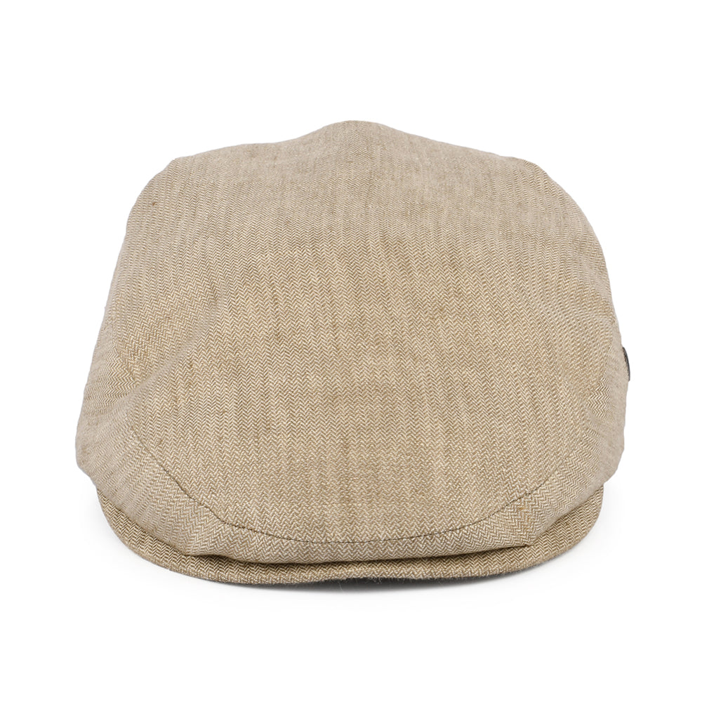 City Sport Micro-Herringbone Linen Flat Cap - Wheat