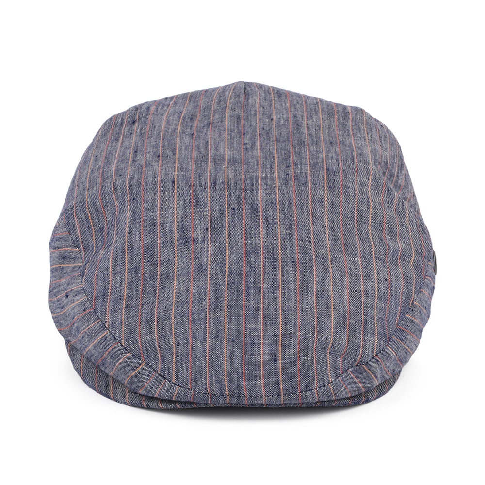 City Sport Striped Linen Flat Cap - Blue