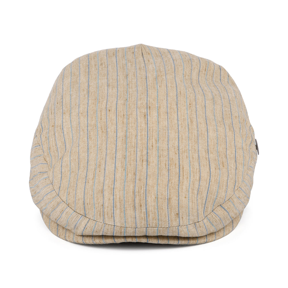 City Sport Striped Linen Flat Cap - Natural