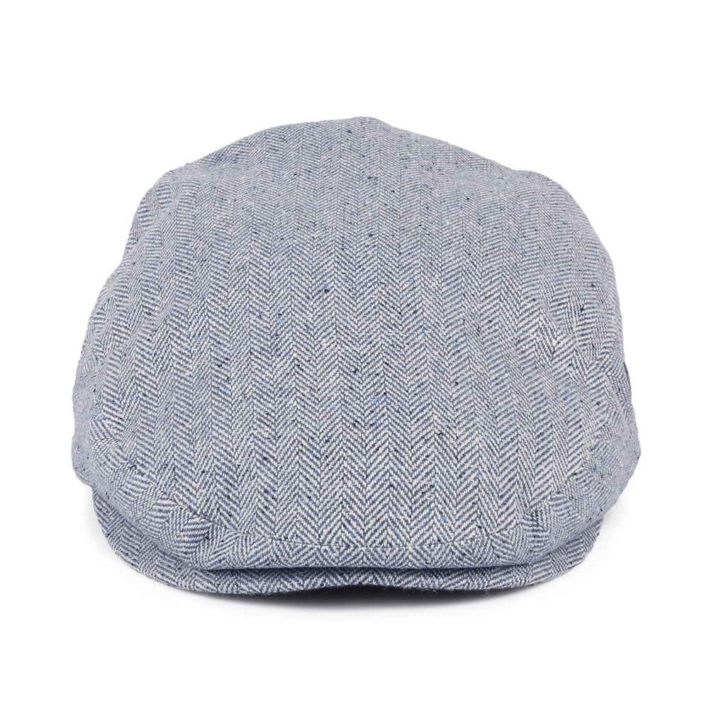 City Sport Herringbone Pure Silk Summer Flat Cap - Blue