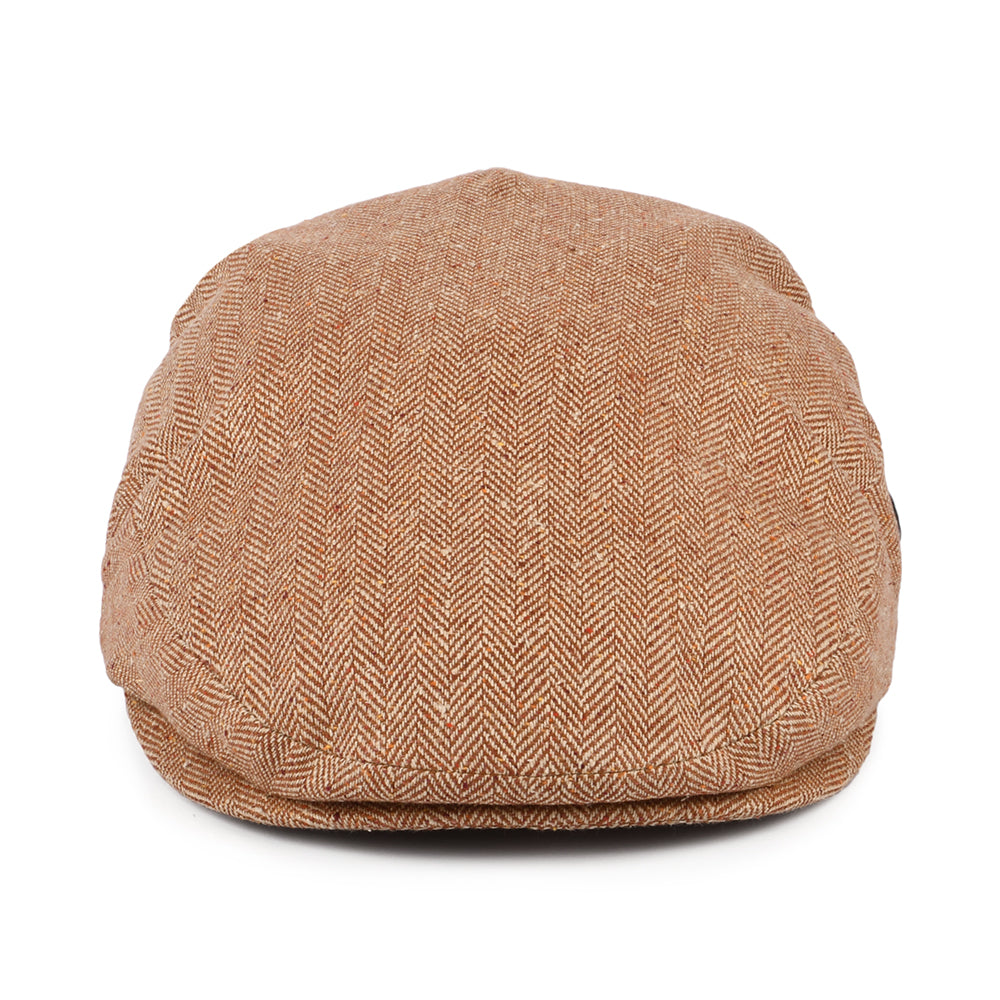 City Sport Herringbone Pure Silk Summer Flat Cap - Burnt Orange