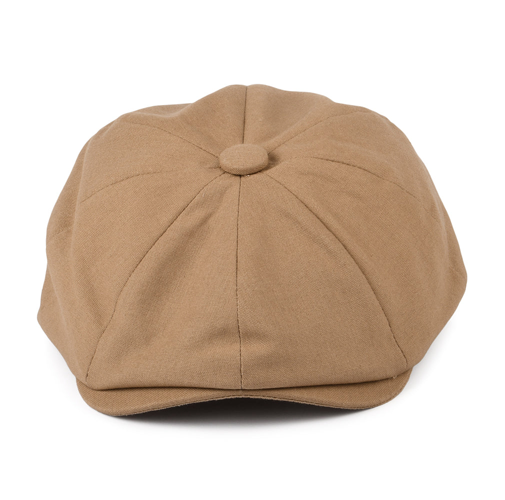 Christys Hats Cotton-Linen 8 Piece Newsboy Cap - Camel