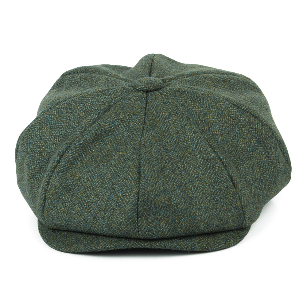 Christys Hats Lovat Teviot Tweed 8 Piece Newsboy Cap - Forest