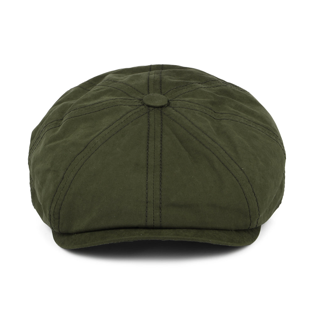 Stetson Hats Hatteras Water Repellent Waxed Cotton Newsboy Cap - Olive