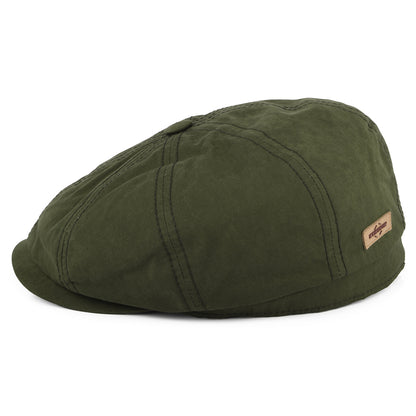 Stetson Hats Hatteras Water Repellent Waxed Cotton Newsboy Cap - Olive