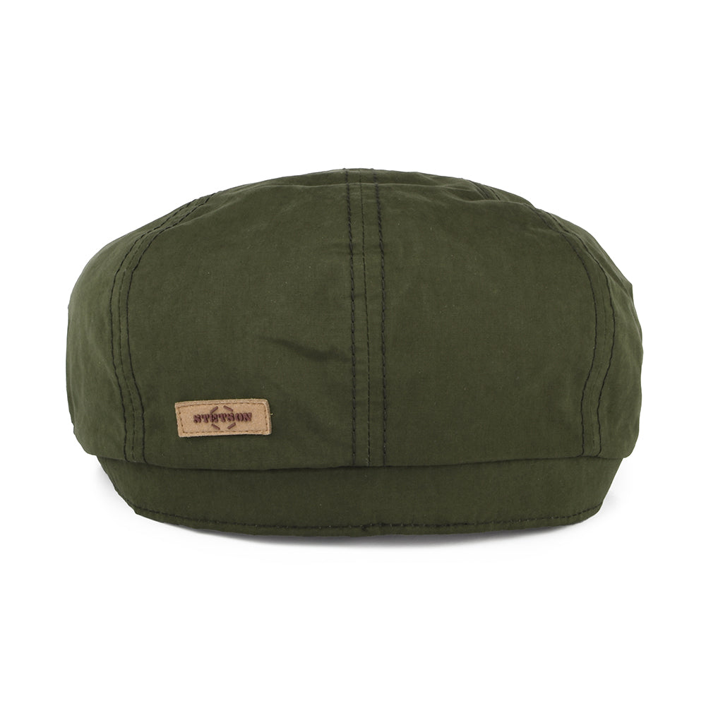 Stetson Hats Hatteras Water Repellent Waxed Cotton Newsboy Cap - Olive