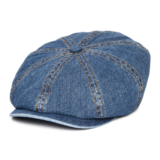 Stetson Hats Hatteras Washed Denim Newsboy Cap - Blue