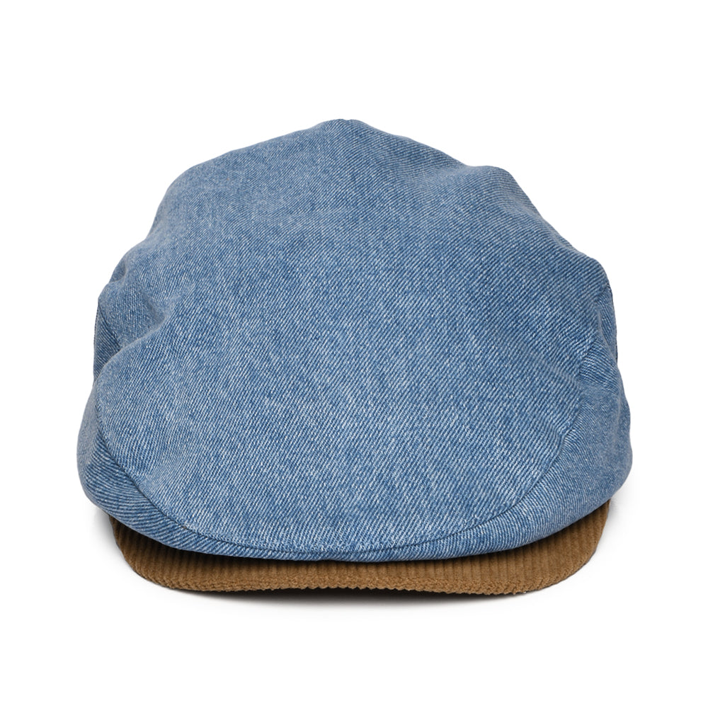 Brixton Hats Hooligan Washed Denim Flat Cap - Blue-Brown