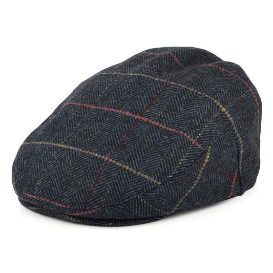 Barbour Hats Wilkin Windowpane Herringbone Flat Cap - Navy Blue