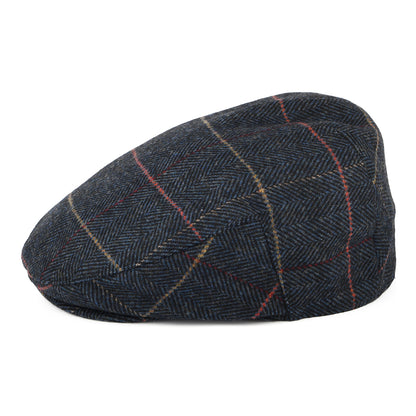 Barbour Hats Wilkin Windowpane Herringbone Flat Cap - Navy Blue