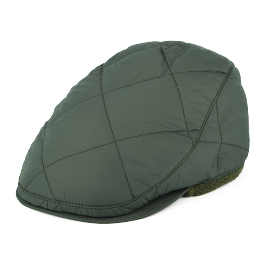 Barbour Hats Burford Quilted Flat Cap With Earflaps - Olive