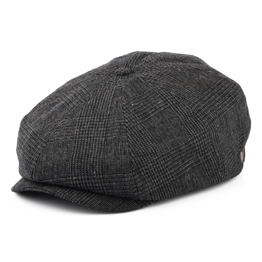 Brixton Hats Brood Prince Of Wales Check Newsboy Cap - Charcoal