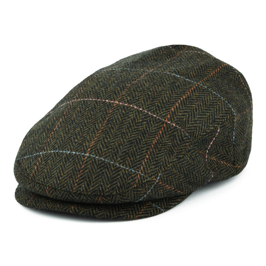 Brixton Hats Hooligan Windowpane Herringbone Flat Cap - Bronze-Black