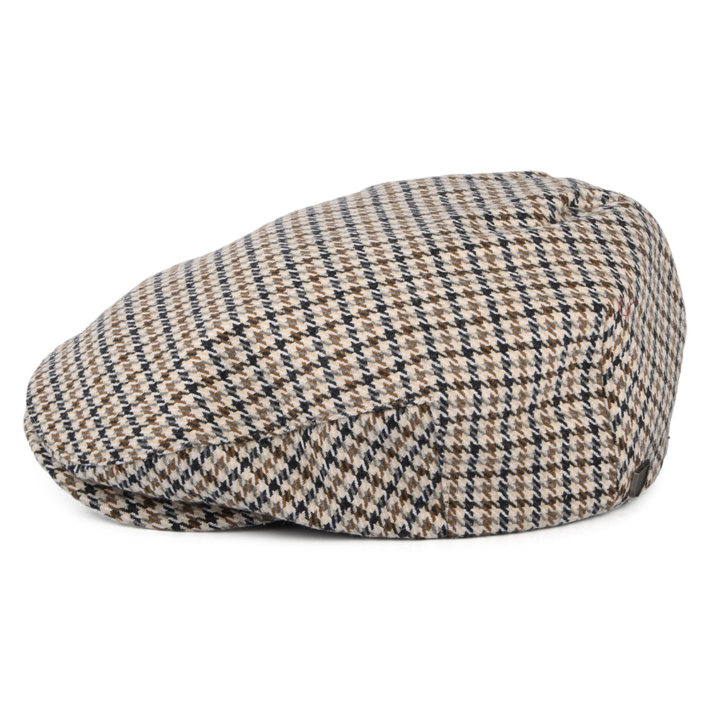 Brixton Hats Hooligan Houndstooth Flat Cap - Sand-Black-Sepia