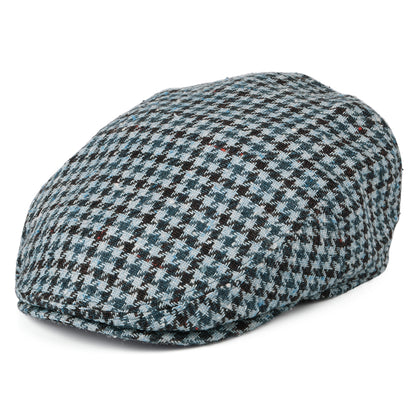 Stetson Hats Kent Houndstooth Silk-Virgin Wool Flat Cap - Blue