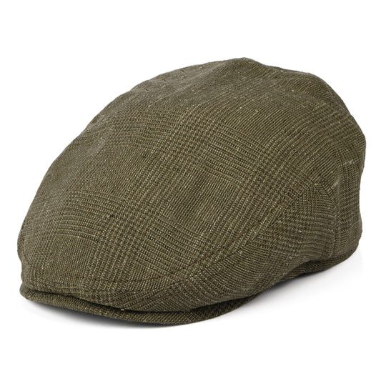 Stetson Hats Kent Prince Of Wales Check Linen-Silk Flat Cap - Olive