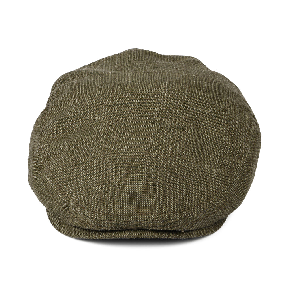 Stetson Hats Kent Prince Of Wales Check Linen-Silk Flat Cap - Olive