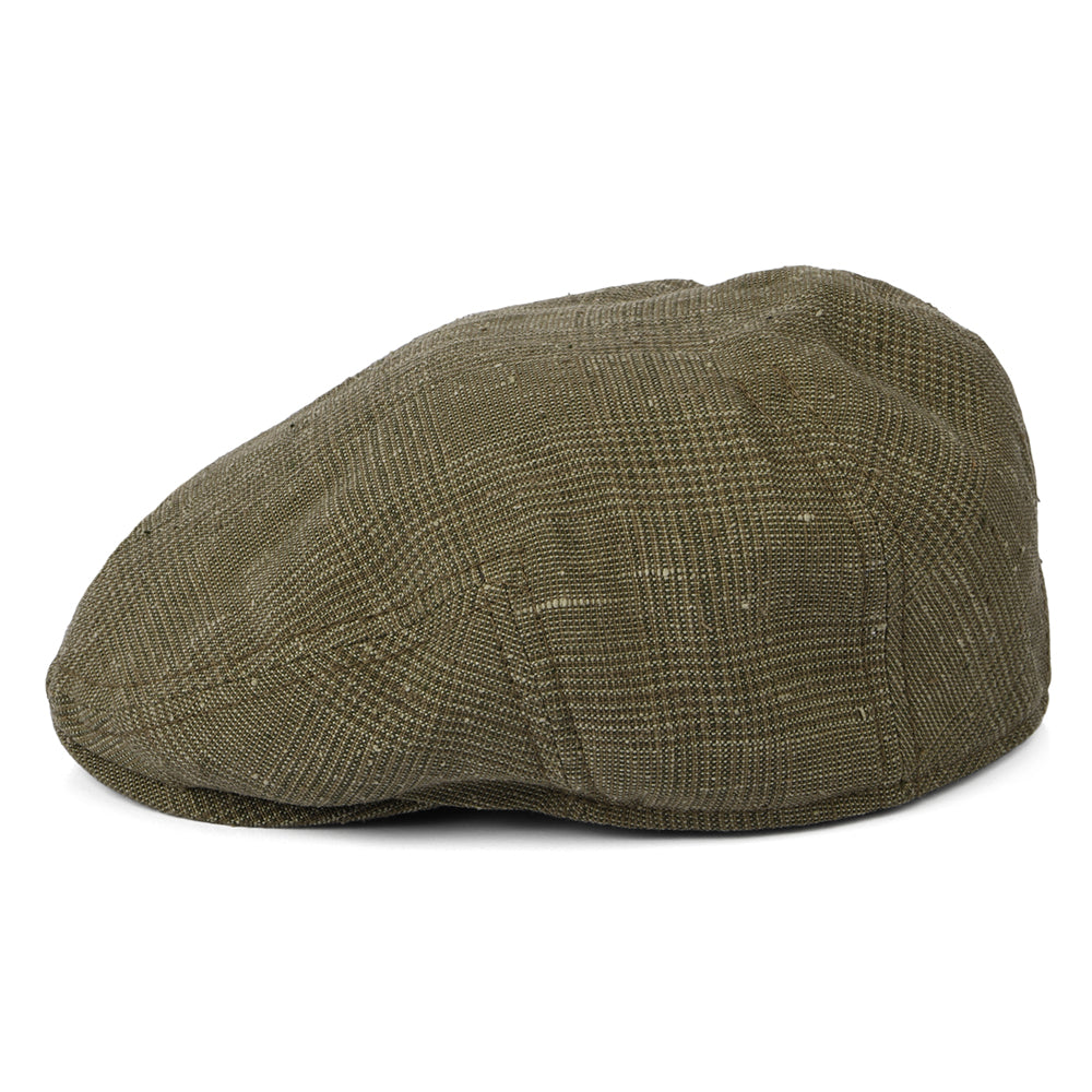 Stetson Hats Kent Prince Of Wales Check Linen-Silk Flat Cap - Olive