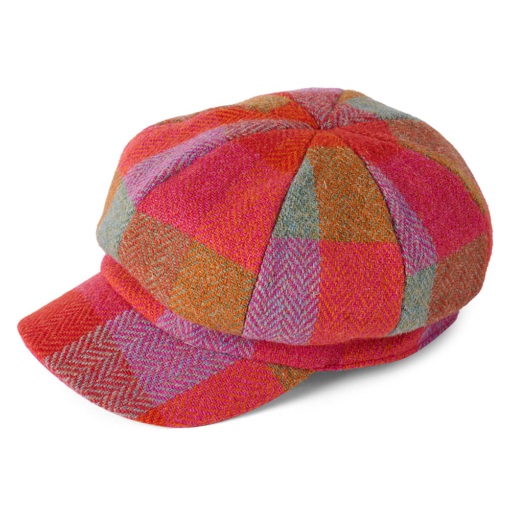 Failsworth Hats Harris Tweed Gabby Baker Boy Cap - Fuchsia-Multi