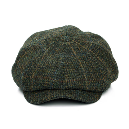 Failsworth Hats Harris Tweed Windowpane Carloway Newsboy Cap - Olive-Multi