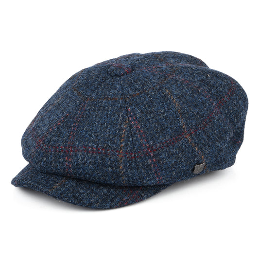 Failsworth Hats Harris Tweed Windowpane Carloway Newsboy Cap - Denim-Multi