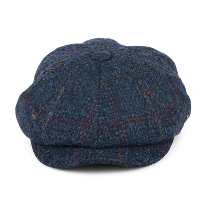 Failsworth Hats Harris Tweed Windowpane Carloway Newsboy Cap - Denim-Multi