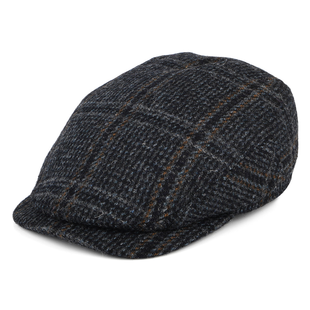 Failsworth Hats Harris Tweed Extented Bill Finsbay Flat Cap - Navy Blue