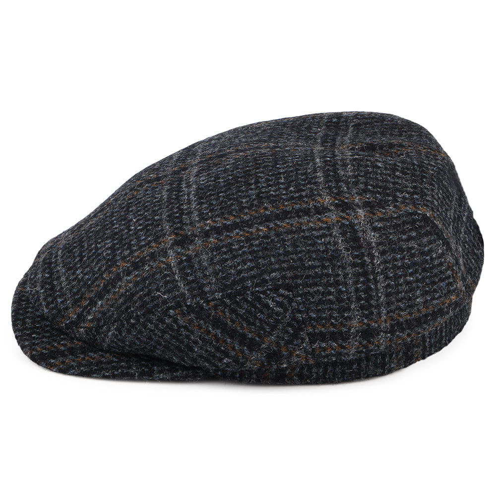 Failsworth Hats Harris Tweed Extented Bill Finsbay Flat Cap - Navy Blue