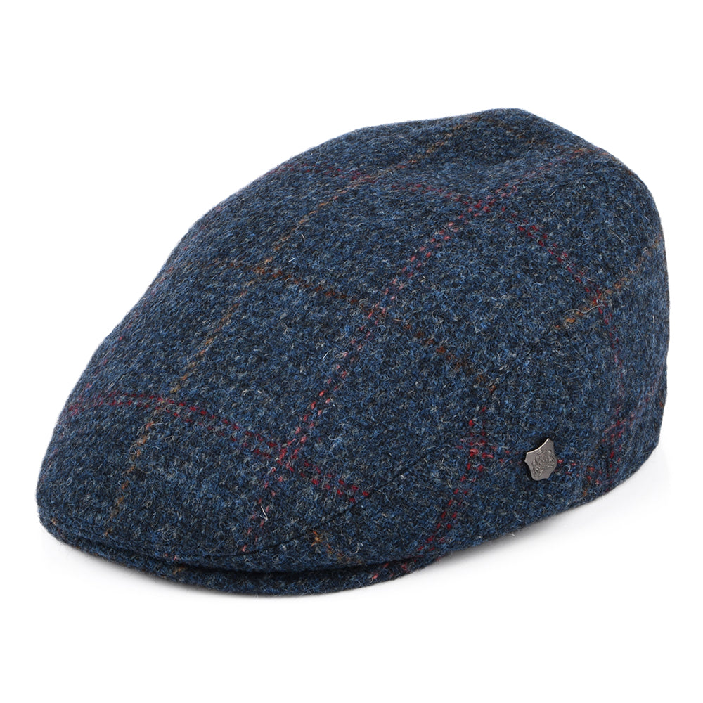 Failsworth Hats Harris Tweed Windowpane Stornoway Flat Cap - Denim-Multi