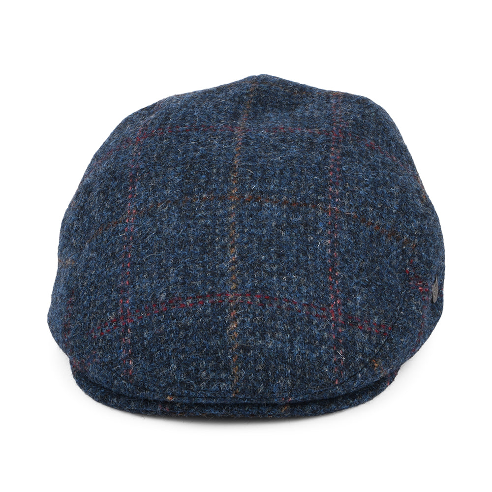 Failsworth Hats Harris Tweed Windowpane Stornoway Flat Cap - Denim-Multi