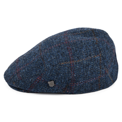 Failsworth Hats Harris Tweed Windowpane Stornoway Flat Cap - Denim-Multi