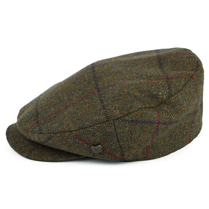 Failsworth Hats Manor Windowpane Water Repellent Flat Cap - Forest-Multi