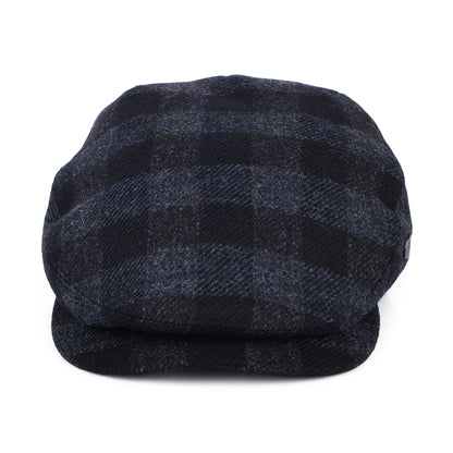 Failsworth Hats Longden Checked British Wool Flat Cap - Navy Blue