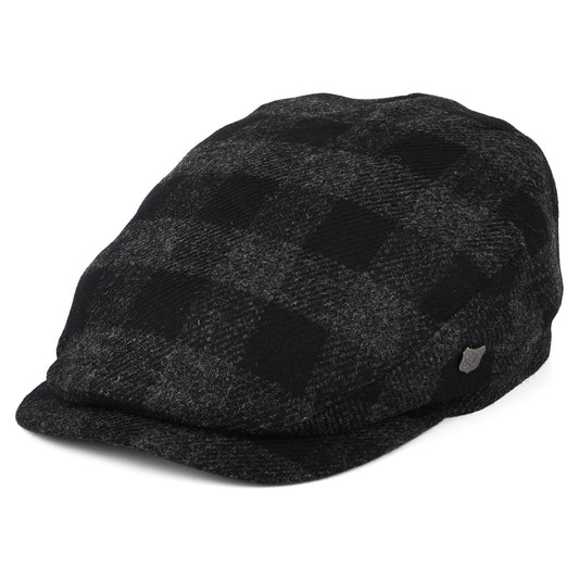 Failsworth Hats Longden Checked British Wool Flat Cap - Charcoal