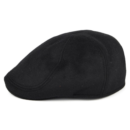 Failsworth Hats Porto Brushed Wool Blend Duckbill Flat Cap - Black