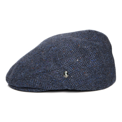 City Sport Donegal Tweed Herringbone Flat Cap - Navy Blue