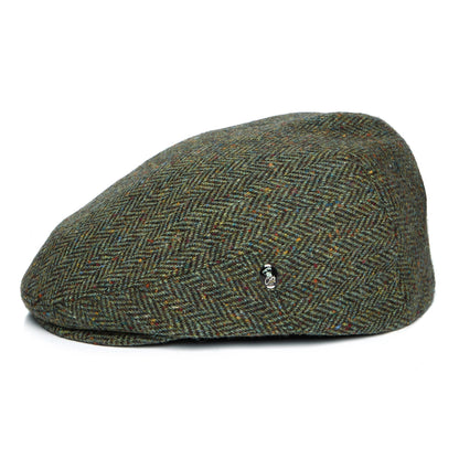 City Sport Donegal Tweed Herringbone Flat Cap - Forest