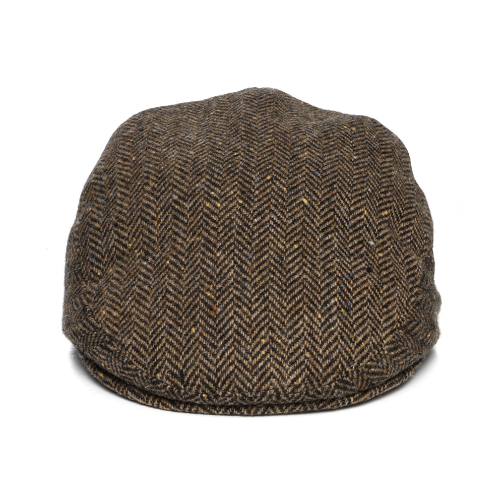 City Sport Donegal Tweed Herringbone Flat Cap - Brown