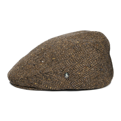 City Sport Donegal Tweed Herringbone Flat Cap - Brown