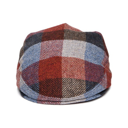 City Sport Donegal Tweed Herringbone Patch Flat Cap - Blue-Wine