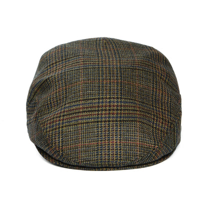 City Sport Prince Of Wales Check Virgin Wool Flat Cap - Forest-Multi