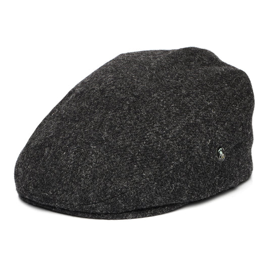 City Sport Heathered Virgin Wool Flat Cap - Charcoal