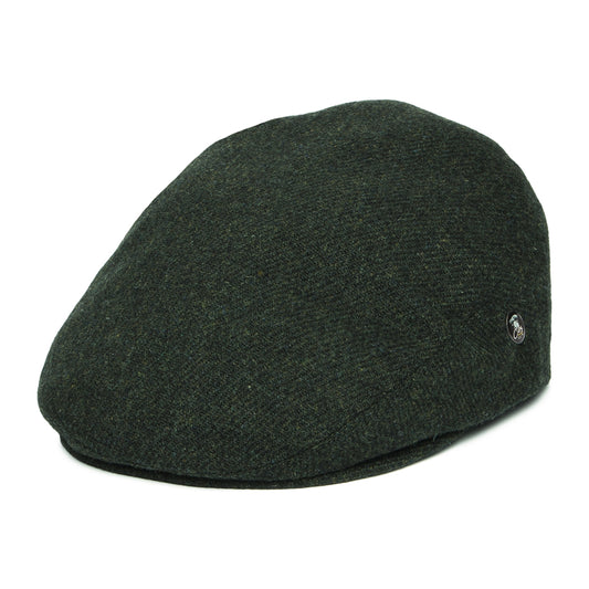 City Sport Heathered Virgin Wool Flat Cap - Dark Green