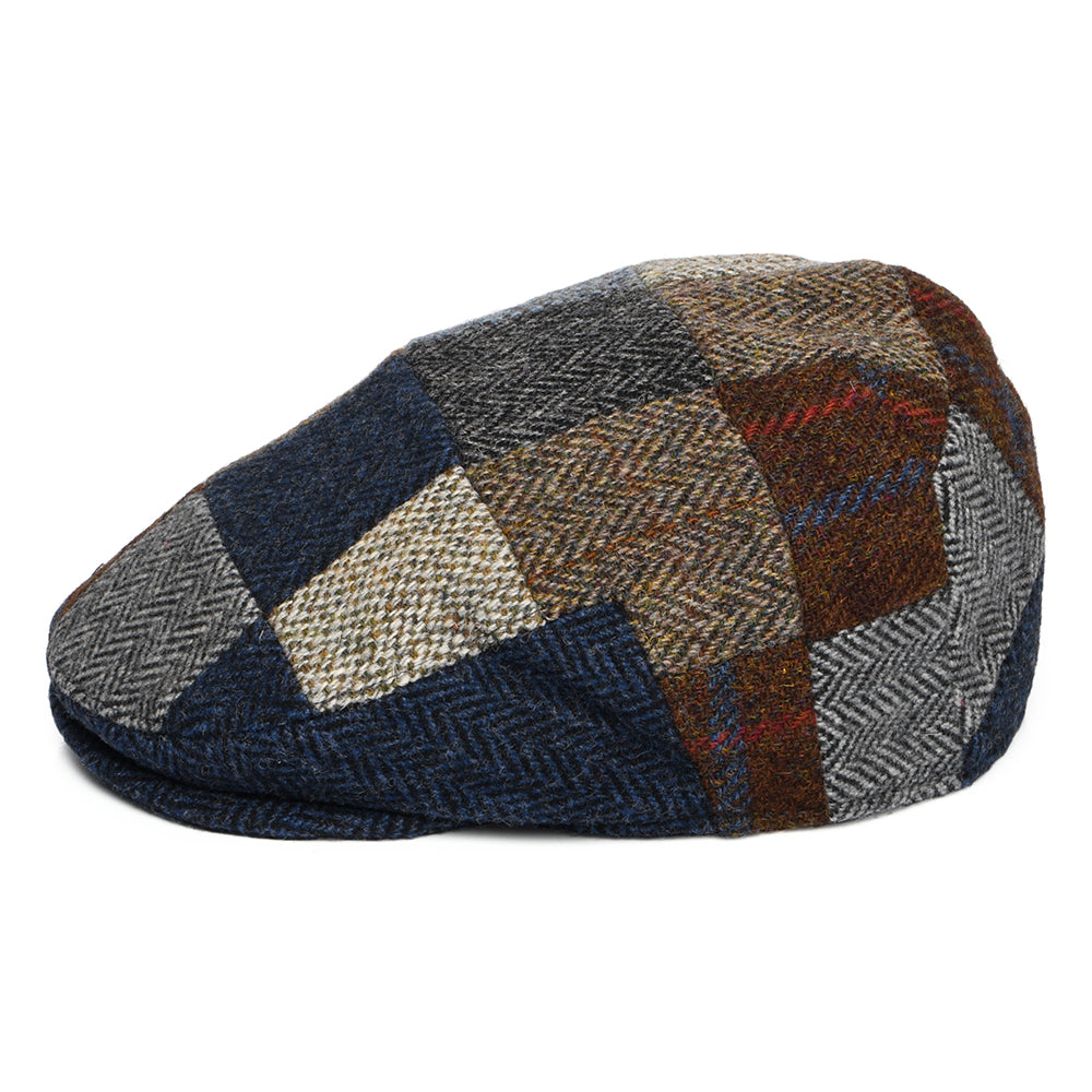 Denton Hats Harris Tweed Patch Cheshire Flat Cap - Multi-Coloured