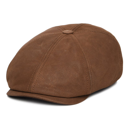 Stetson Hats Nubuck Leather Newsboy Cap - Cognac