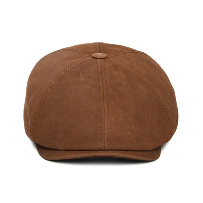 Stetson Hats Nubuck Leather Newsboy Cap - Cognac