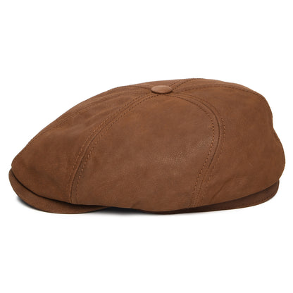 Stetson Hats Nubuck Leather Newsboy Cap - Cognac